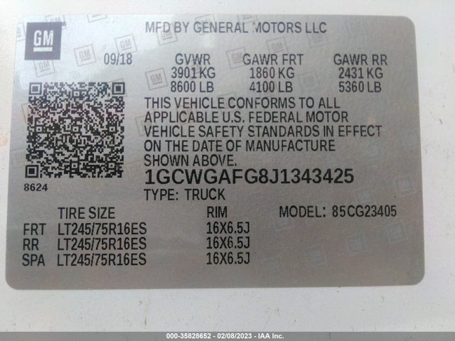 Chevrolet EXPRESS CARGO VAN 2018 1GCWGAFG8J1343425 Image 9
