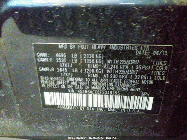 2015 Subaru Outback, VIN: 4S4BSACC8F3348355