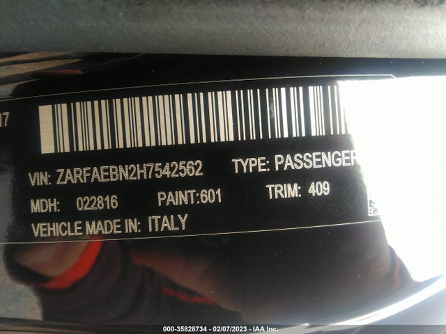 ZARFAEBN2H7542562 Alfa Romeo Giulia