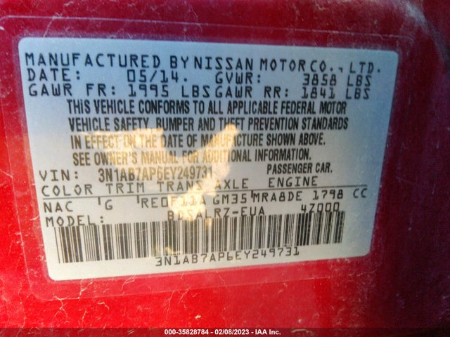 Nissan SENTRA SR 2014 3N1AB7AP6EY249731 Image 9