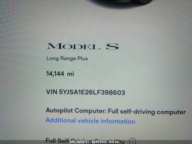 Tesla Model S Long Range 2020 5YJSA1E26LF398603 Image 8