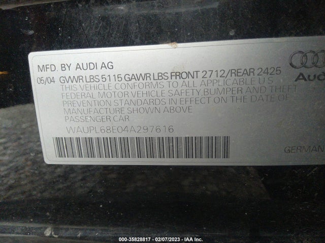 Audi S4 2004 WAUPL68E04A297616 Image 10