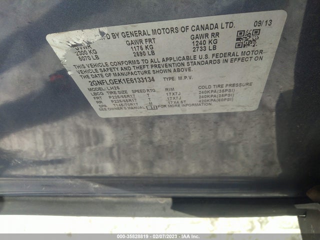Chevrolet EQUINOX LT 2014 2GNFLGEK1E6133134 Image 10
