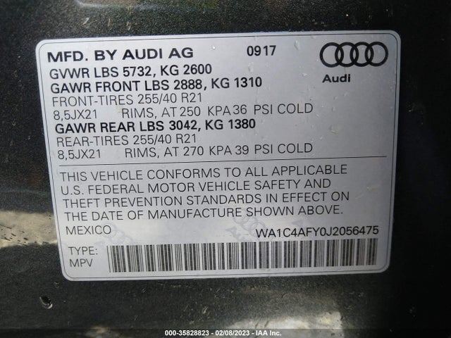 WA1C4AFY0J2056475 Audi Sq5 Prestige