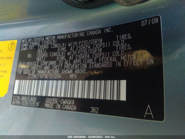 Lexus RX 350 2009 2T2HK31U79C121204 Image 10