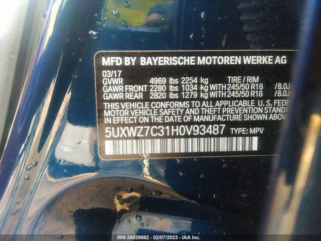 BMW X3 Sdrive28i 2017 5UXWZ7C31H0V93487 Image 10