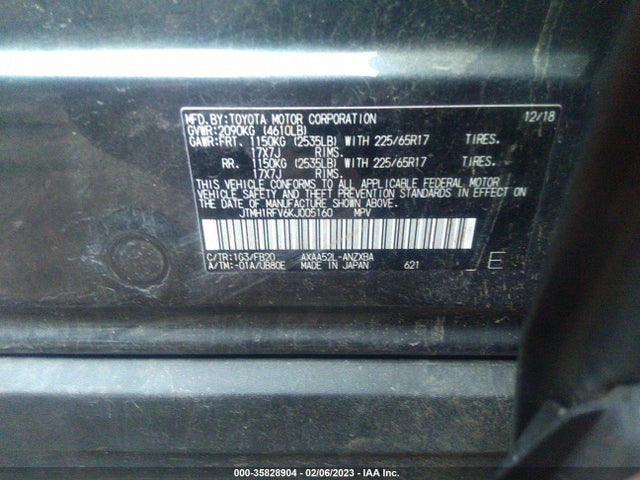 2019 TOYOTA RAV4 LE VIN: JTMH1RFV6KJ005160
