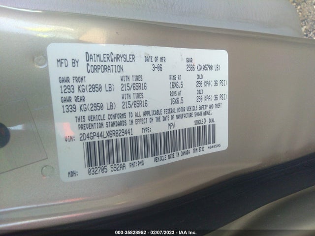 Dodge Grand Caravan Sxt 2006 2D4GP44LX6R829441 Image 10