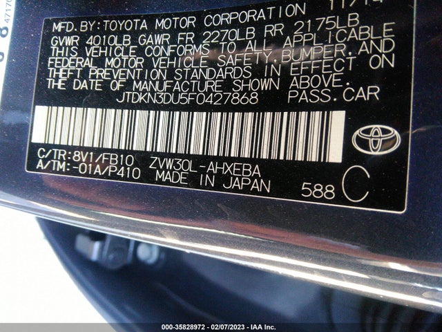 Toyota Prius Four 2015 JTDKN3DU5F0427868 Image 10