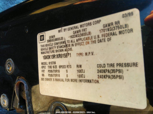 GMC Denali 1999 1GKEK13R1XR915871 Image 10