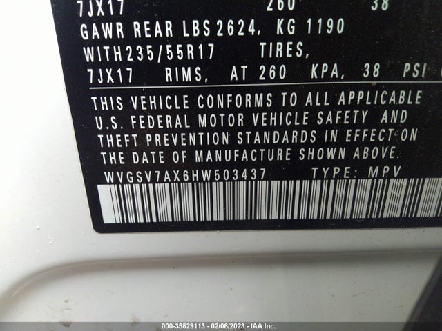 WVGSV7AX6HW503437 Volkswagen Tiguan Wolfsburg Edition
