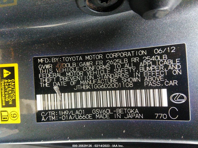 Lexus Es 350 4dr Sdn 2013 JTHBK1GG6D2001108 Image 10