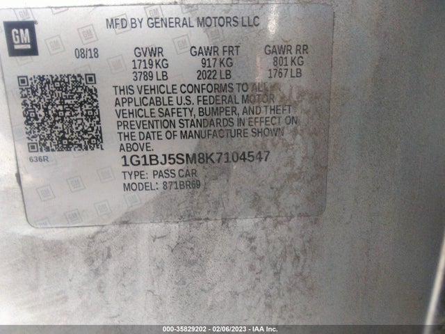 Chevrolet Cruze 2019 1G1BJ5SM8K7104547 Image 11