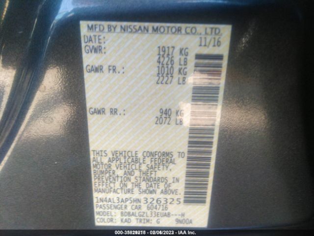 1N4AL3AP5HN326325 Nissan Altima 2.5 S