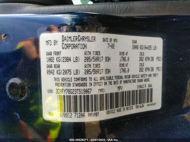 2003 CHRYSLER PT CRUISER GT VIN: 3C8FY78G23T519067