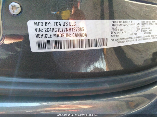 2022 Chrysler Pacifica Hybrid, VIN: 2C4RC1L77NR127385