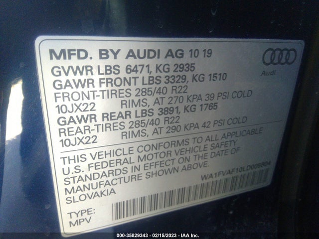 Audi Q8 Prestige 2020 WA1FVAF10LD008804 Image 9