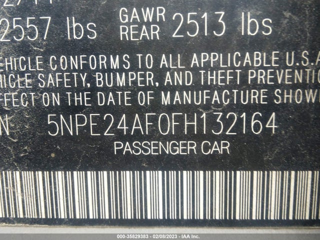 Hyundai Sonata 2.4l Se 2015 5NPE24AF0FH132164 Image 10