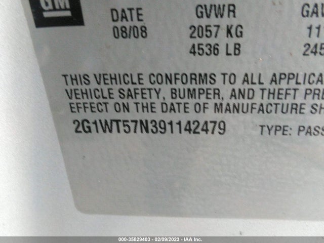 2009 CHEVROLET IMPALA 3.5L LT VIN: 2G1WT57N391142479