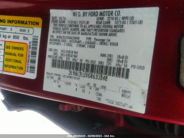 Lincoln MKZ HYBRID 2016 3LN6L2LUXGR633848 Image 9