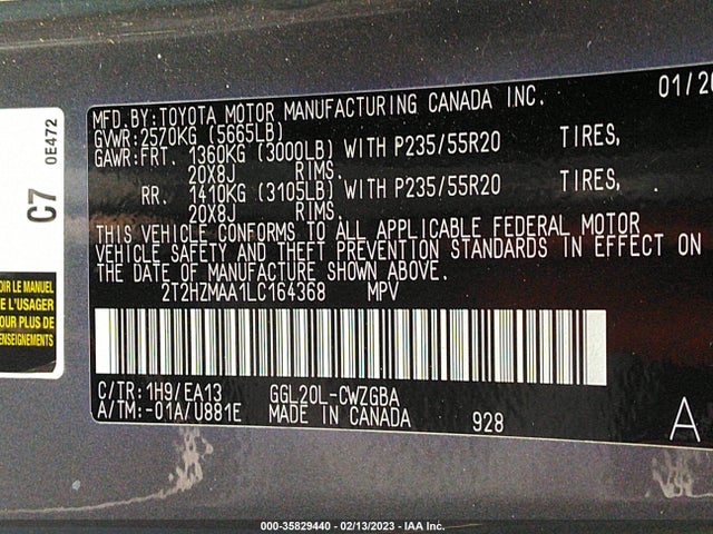 2020 Lexus RX, VIN: 2T2HZMAA1LC164368