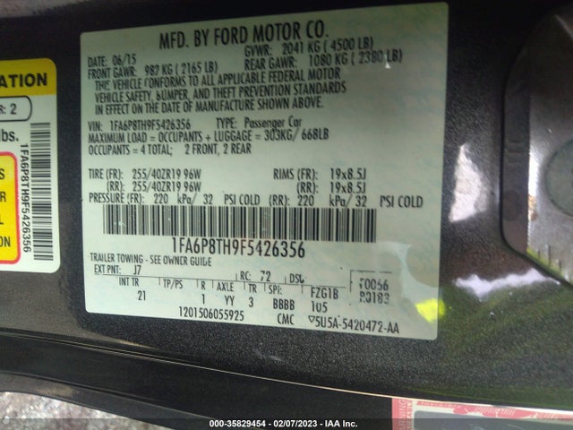 2015 Ford Mustang, VIN: 1FA6P8TH9F5426356