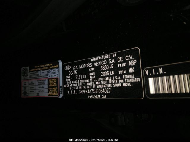 3KPFK4A7XHE054027 KIA FORTE LX