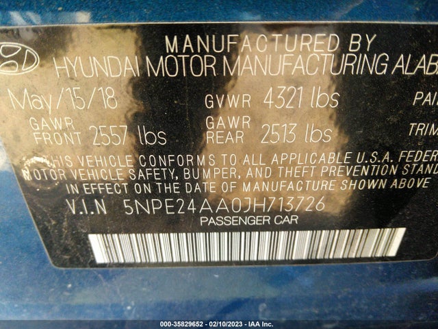 Hyundai SONATA ECO 2018 5NPE24AA0JH713726 Image 10