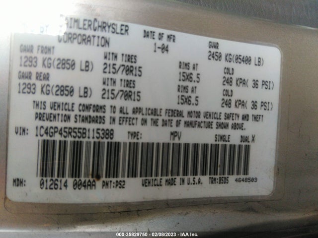 1C4GP45R55B115388 Chrysler Town & Country