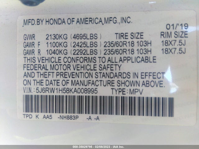 Honda CR-V EX 2019 5J6RW1H58KA008995 Image 9