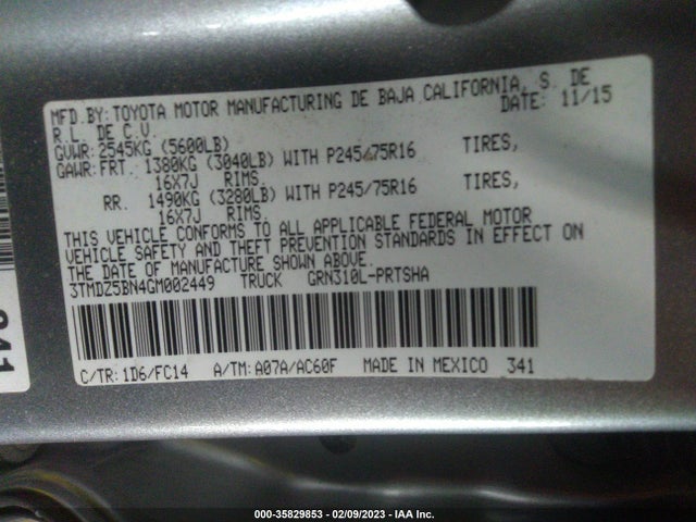 2016 Toyota Tacoma, VIN: 3TMDZ5BN4GM002449