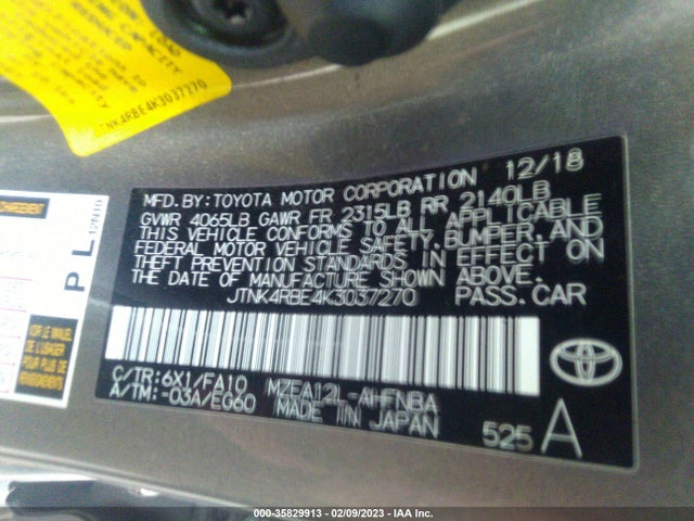 Toyota Corolla Hatchback Se/xse 2019 JTNK4RBE4K3037270 Image 9