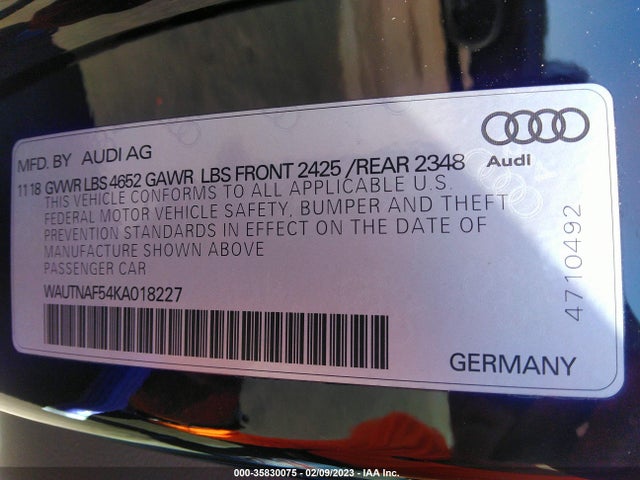 2019 Audi A5, VIN: WAUTNAF54KA018227