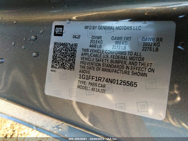 Chevrolet CAMARO LT1 2022 1G1FF1R74N0125565 Image 10