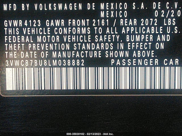 3VWCB7BU8LM038882 Volkswagen Jetta S/se/r-line