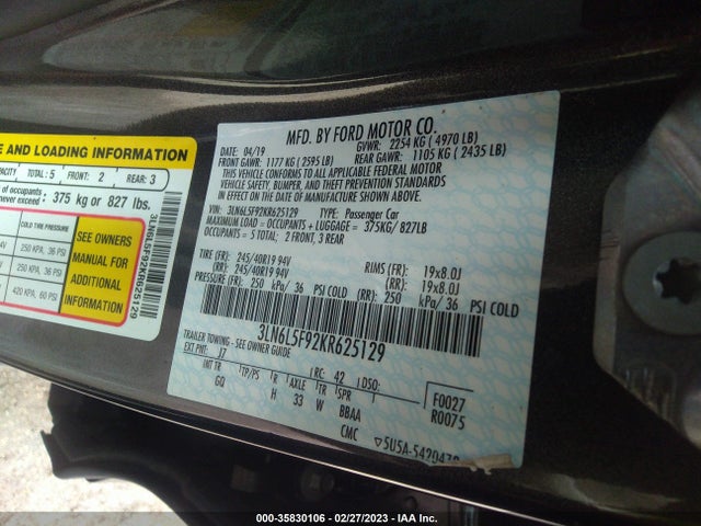 Lincoln Mkz Reserve Ii 2019 3LN6L5F92KR625129 Image 9