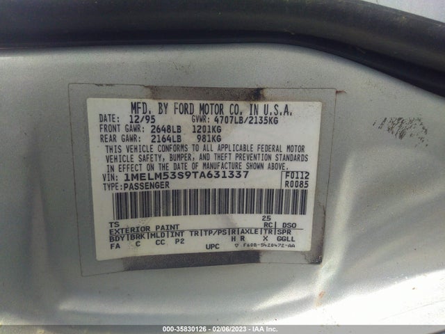 1996 MERCURY SABLE LS VIN: 1MELM53S9TA631337