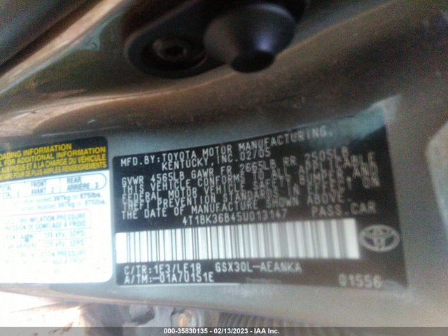 2005 TOYOTA AVALON XL/TOURING/XLS/LIMITED VIN: 4T1BK36B45U013147