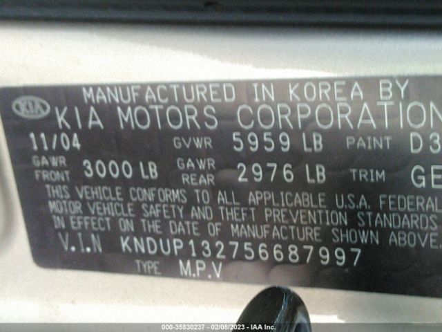 KNDUP132756687997 KIA Sedona Lx/ex