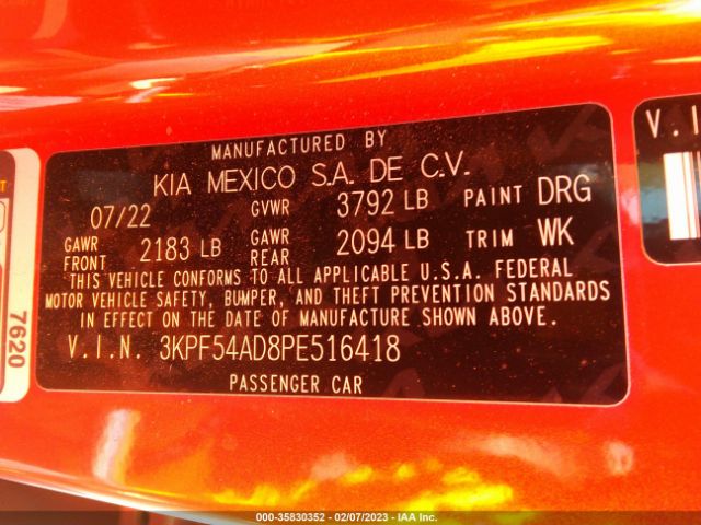 3KPF54AD8PE516418 KIA Forte Gt-line