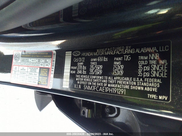 2023 HYUNDAI TUCSON SEL VIN: 5NMJFCAE1PH191291