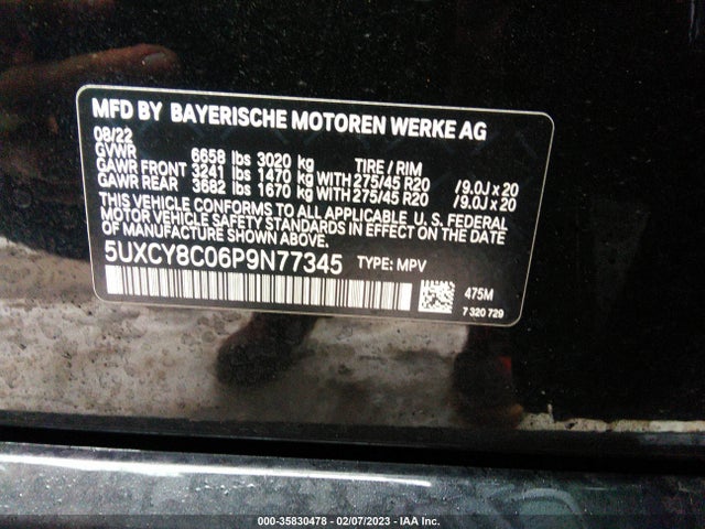 2023 BMW X6, VIN: 5UXCY8C06P9N77345