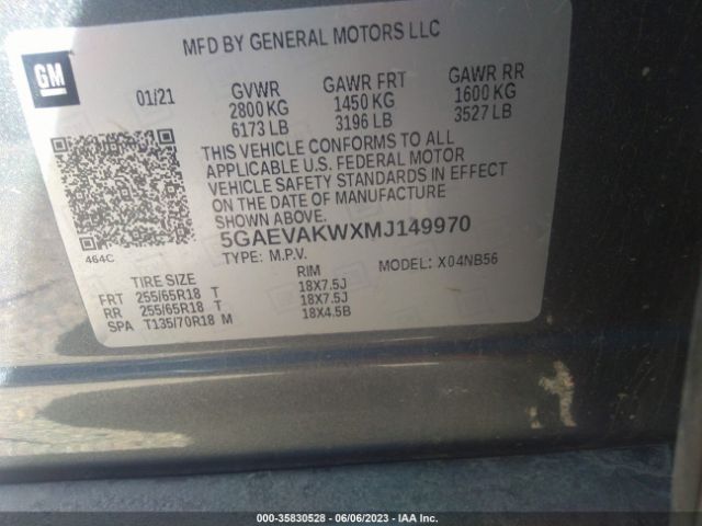 5GAEVAKWXMJ149970 Buick Enclave