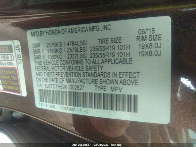 5J8TC1H59KL002827 Acura Rdx W/technology Pkg