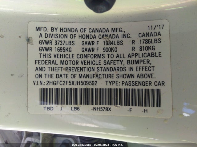 Honda Civic Sedan Lx 2018 2HGFC2F5XJH509592 Image 11