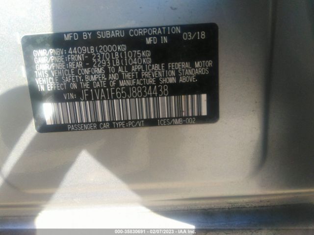 JF1VA1F65J8834438 Subaru Wrx Limited