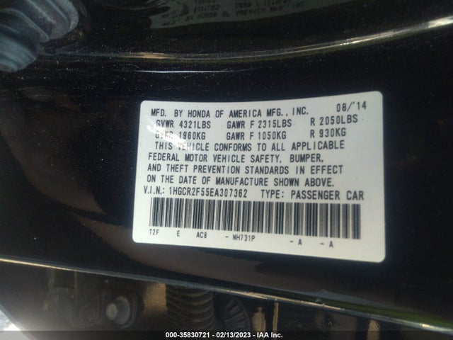 Honda Accord Sedan Sport 2014 1HGCR2F55EA307362 Image 9
