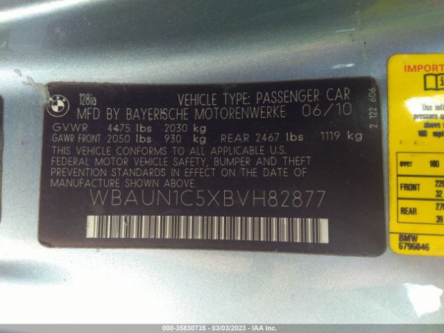 WBAUN1C5XBVH82877 BMW 1 Series 128i
