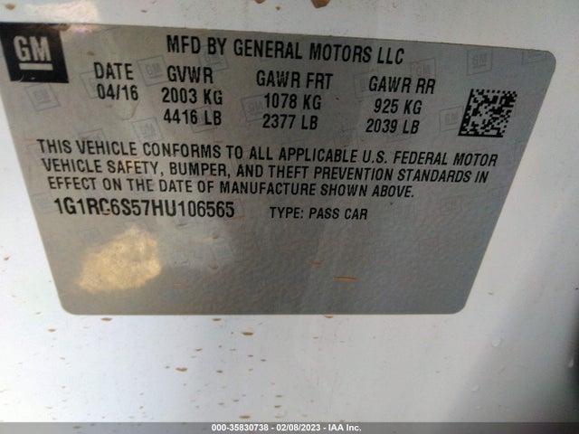2017 Chevrolet Volt, VIN: 1G1RC6S57HU106565