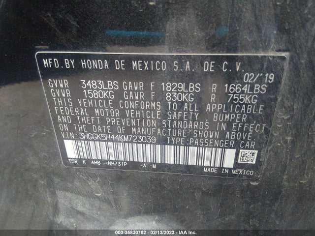 Honda FIT LX 2019 3HGGK5H44KM723039 Image 10